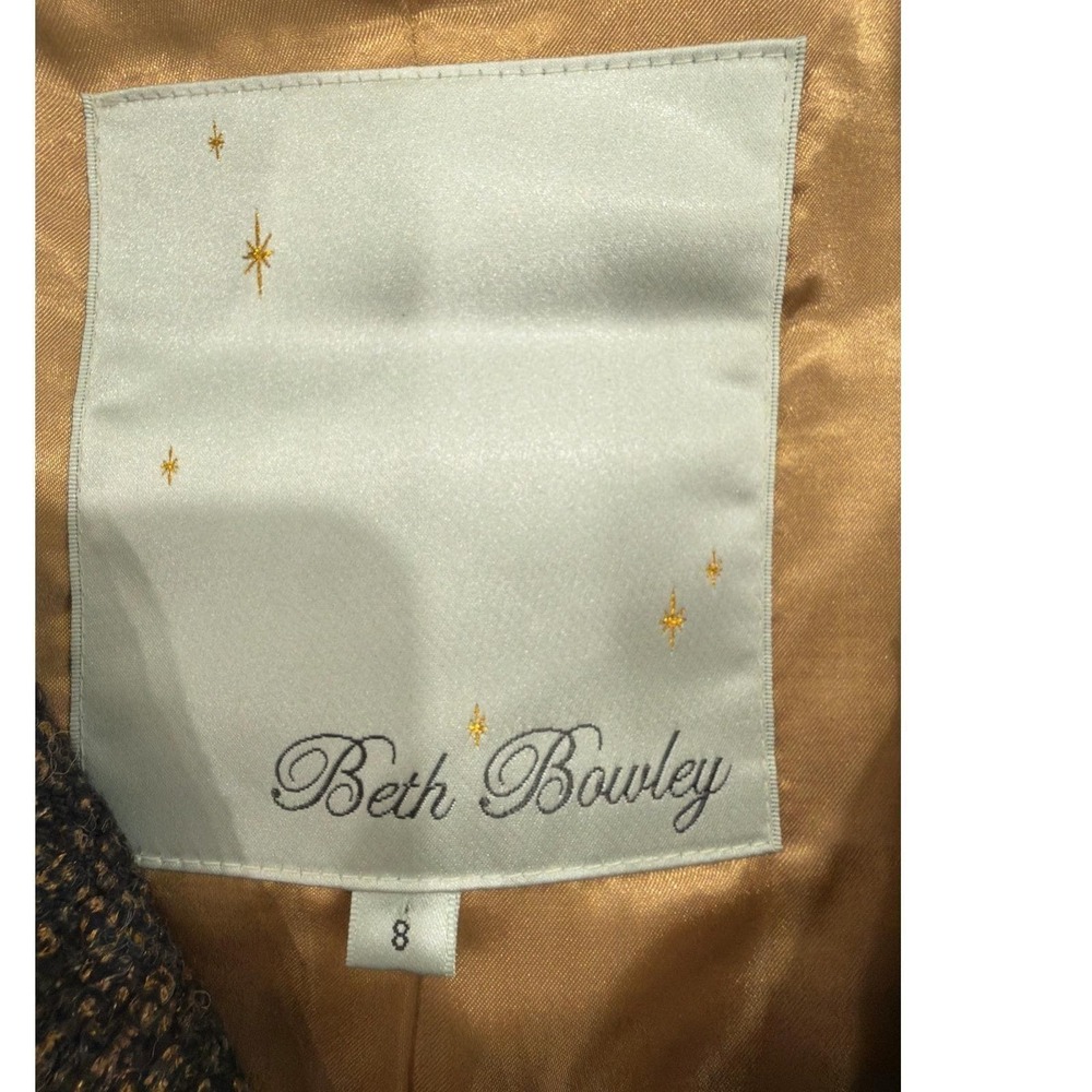 Anthropologie -Beth Bowley Vintage Bronze Metallic Wool Jacket Portrait Collar 8 - Picture 3 of 9